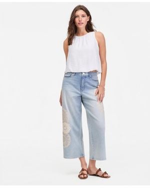 On 34th Crochet Medallion High-rise Wide-leg Cropped Jeans - Blue