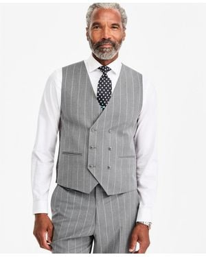 Tayion Collection Classic-fit Gray Pinstripe Suit Separate Vest