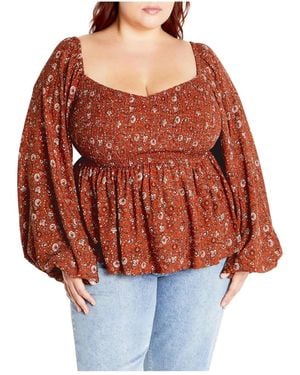 City Chic Plus Size Dahlia Top - Orange
