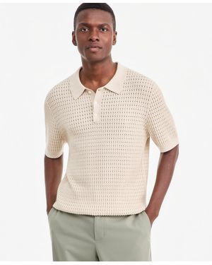 Alfani Cotton Short-sleeve Polo Sweater - Natural