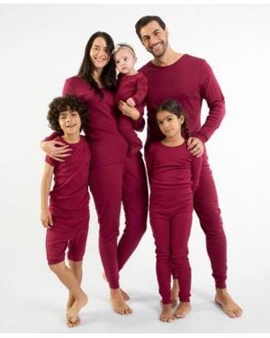 Leveret Matching Family Solid Cotton Pajamas - Red