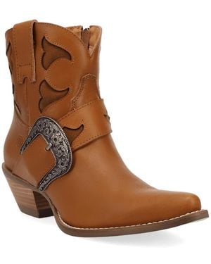 Dingo Saddle Up Leather Western Buckle-strap Bootie - Brown