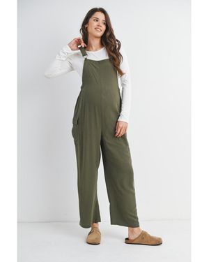 Hello Miss Maternity Straight Leg Adjustable Overalls - Green