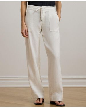 Ralph Lauren Wide-leg 100% Linen Pants - White