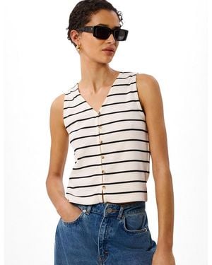 Whistles Stripe Button Front Tank - Blue