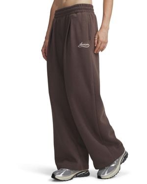Under Armour Rival Pleated Varsity Wide-leg Relaxed-fit Sweatpants - Brown