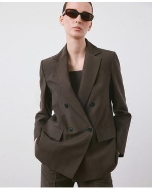 Mango Straight-fit Lyocell Suit Blazer - Brown