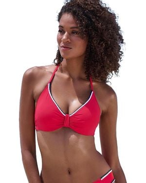 Lascana Contrast Trim Underwire Bikini Swimsuit Top Bra Sizing - Red