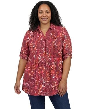 Woman Within Plus Size Within Rayon 7-day Pintucked Tunic Blouse - Red