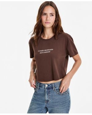 And Now This Cotton Cropped Create Moments Tee - Brown