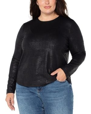 Liverpool Los Angeles Plus Size Long Sleeve Draped Knit Top - Black