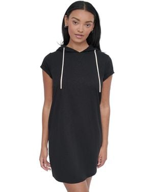 DKNY Sport Roll-sleeve Hooded Sneaker Dress - Black