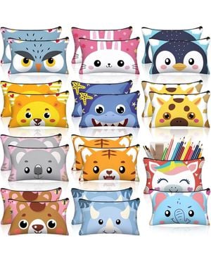 Gnuadz Cute Animal Zipper Pencil Case Canvas Pen Bag Organizer - Blue