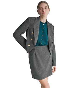 BCBGMAXAZRIA Houndstooth Double-breasted Cropped Blazer - Gray