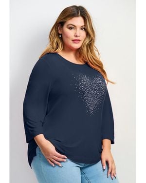 Avenue Plus Size Love Heart Top - Blue