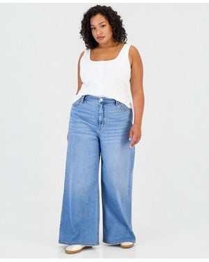 On 34th Trendy Plus Size Wide-leg Jeans - Blue