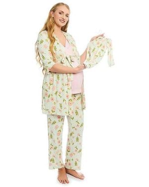 Everly Grey Maternity Analise During & After 5-piece Maternity/nursing Sleep Set - White