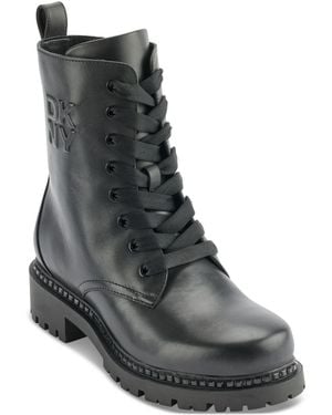 DKNY Rommily Lace-Up Faux Leather Combat & Lace-Up Boots - Black