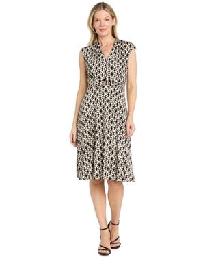 R & M Richards Ruched Knee-length Dress - White
