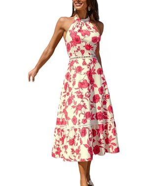 CUPSHE Halter Neck Pull-on Occasion Dress - Red