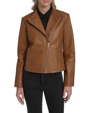 Cole Haan Stand Collar Racer Jacket - Brown