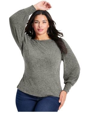Avenue Jessica Rib Hacci Knit Top - Gray