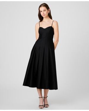 French Connection Sateen Pleated Midi Dress - Black