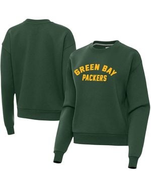 Antigua Green Bay Packers Victory Dropped-shoulder Embroidered Patch Sweatshirt
