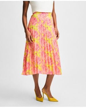 Isaac Mizrahi New York Pleated Midi Skirt - Orange