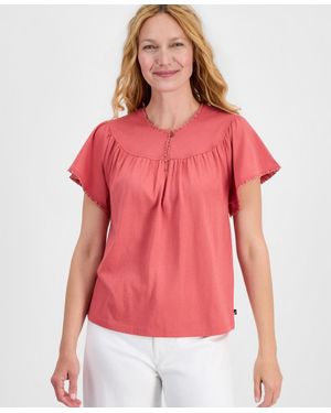 Nautica Flutter-sleeve Crewneck Tee - Red
