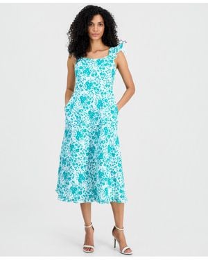 Anne Klein Ruffled Tiered Midi Dress - Blue