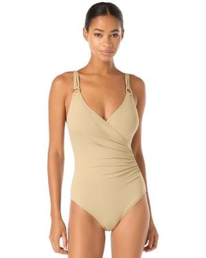 MICHAEL Michael Kors Surplice Tummy-control Full-coverage One-piece Swimsuit - Green