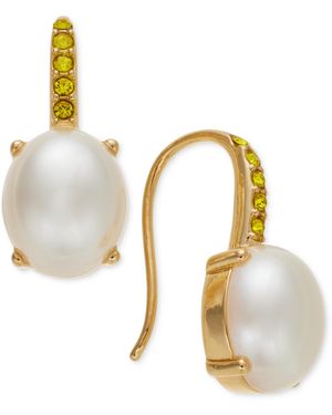 Charter Club Gold-tone Pave & Imitation Pearl Drop Earrings - Metallic