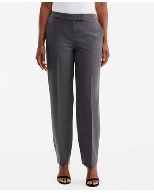 Kasper Washable Bi-stretch Mid-rise Fly-front Straight Leg Pants - Gray