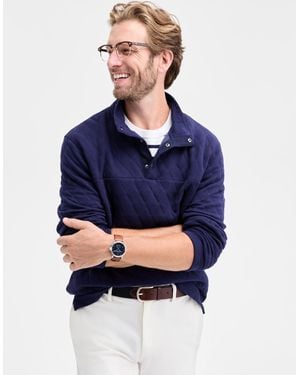 Club Room Quilted Snap Mock Neck Sweater - Blue