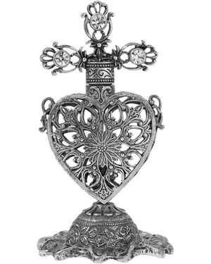 Symbols of Faith Pewter Heart Perfume Bottle - White