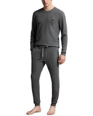 Polo Ralph Lauren Polo Bear Long-sleeve Waffle-knit Thermal Shirt And sweatpants - Gray