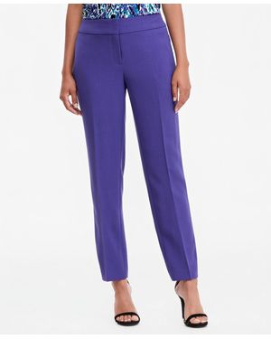 Kasper Ava Straight Leg Crepe Mid-rise Pants - Blue