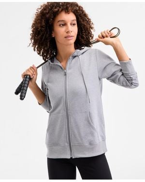 ID Ideology Relaxed Zip-front Long-sleeve Fleece Hoodie - Gray