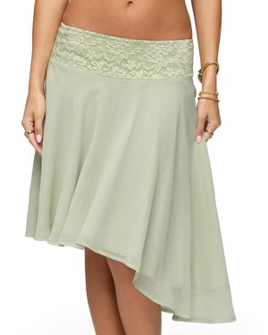 Edikted Evia Lacey Asymmetric Midi Skirt - Green