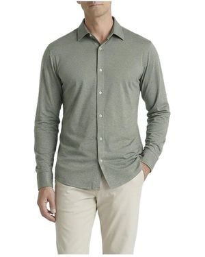 Level 7 Office-leisure Collection Melange Seamless Long Sleeve Shirt - Gray