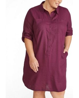 UNIVERSAL STANDARD Plus Size Linen Rubicon Shirtdress - Purple