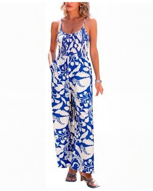 CUPSHE Sea Salt Tropical Jumpsuit - Blue