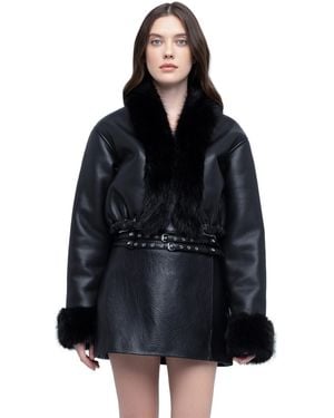Blank NYC Smooth Talker Cropped Faux-fur-trim Jacket - Black