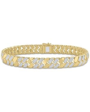 Macy's Diamond Pave Cluster Square Link Bracelet (2 Ct. T.w. - Metallic