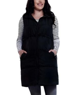 Motherhood Maternity Maternity Woven Full-zip Sleeveless Quilted Puffer Vest - Black