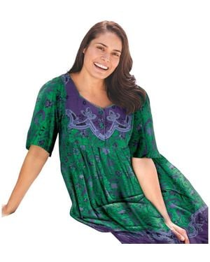 Only Neccessities Plus Size Only Necessities Mixed Print Short Lounger - Green
