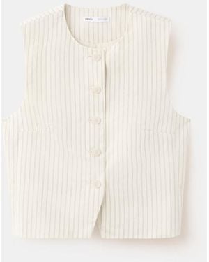 Mango Pinstripe Open-back Vest - White