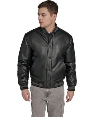 Champion Faux Leather Varsity Jacket - Black