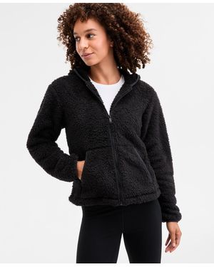 ID Ideology Relaxed Hooded Sherpa Long-sleeve Jacket - Black